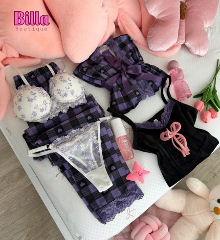 بيجامة ثلاث قطع قماشة مخملفرنسي تقيل باللون النهدي والأسود 💜🖤