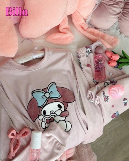 بيجامة ميلودي قطعتين مخمل دبل فيس والكواليتي🔥