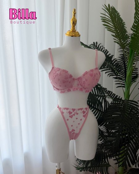 طقم داخلي دبل بوش منقش قلوب 💕💗💓🫰🏻