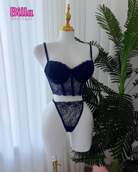 طقم داخلي دبل بوش باللون الكحلي بتسطل💙🫰