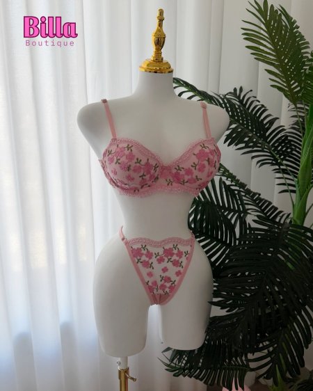 طقم داخلي دبل بوش منقش ورد💕