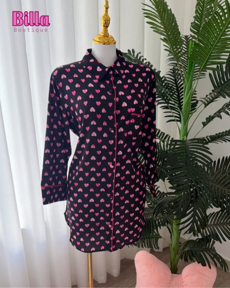 قميص نوم مع ازرار ماركة coccolarsi حرير ناعم منقشة 💕 والكواليتي🔥💞🥹