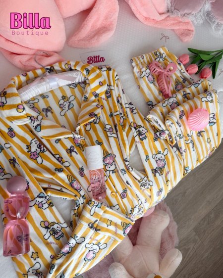 بيجامة سينمون رول ازرار مخمل دبل فيس بلونها المميز🌻😭🫰🏻