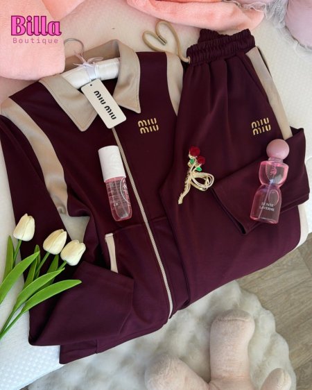 ترينينج miu miu قطعتين باللون الخمري والكواليتي 🔥😭