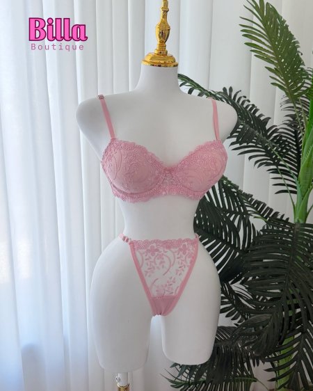 طقم داخلي منقش باللون الزهري دبل بوش💗💓💕