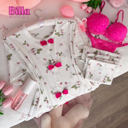 بيجامة صيفية قطن بنص فيونكات💗🎀