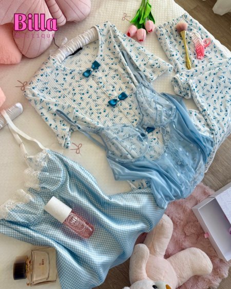 البكج الازرق🦋بتكون من اربع قطع(بيجامة وسوت وفستان)🦋🫰🏻