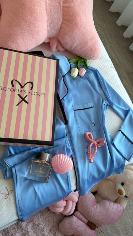 بيجامة Victoria secret باللون الأزرق سماوي والكواليتي حرير ناعم 🔥🥺🥲🦋