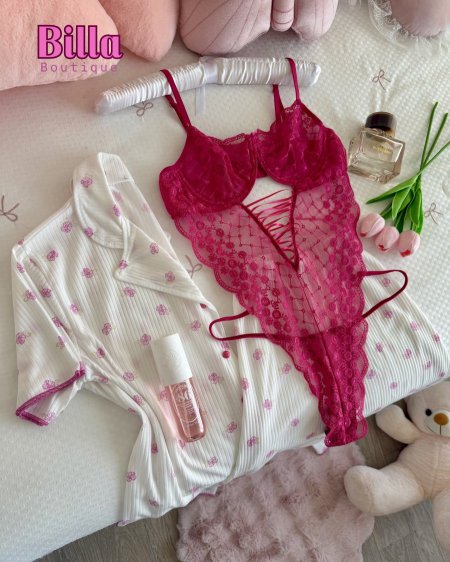 بيجامة منقشة ورد قطن نص كم والكواليتي🔥