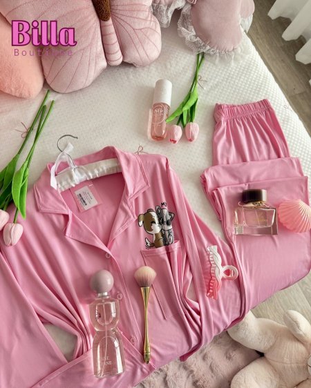 بيجامة قطن كم بلونها المميز البينك بتسطل على اللبس🥹💗