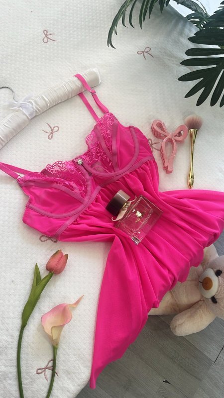 فستان شيفون باللون الفوشي والكواليتي🔥🔥🙈