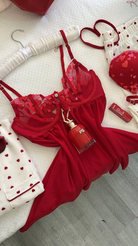 فستان شيفون ناعم منقشة قلوب والكواليتي رهيب😫