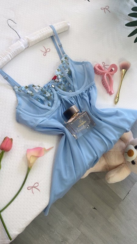 فستان شيفون باللون الازرق والكواليتي🔥