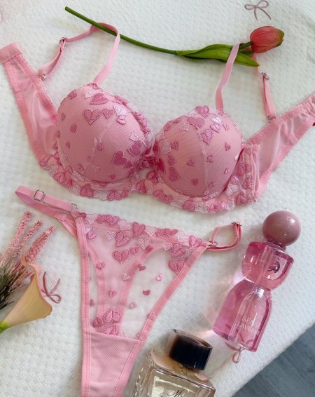 طقم داخلي دبل بوش منقش قلوب 💕💗💓🫰🏻