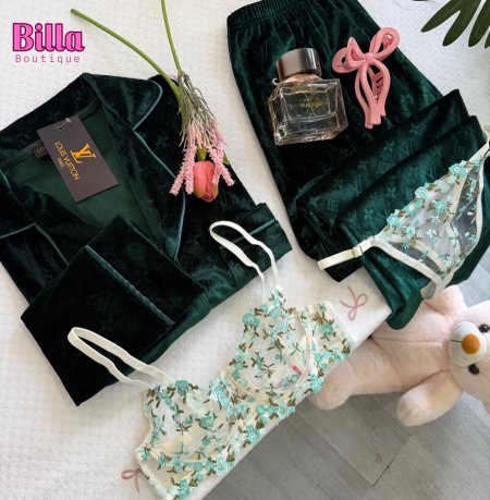 بيجامة من ماركة Louis Vuitton  باللون الاخضر والكواليتي🔥