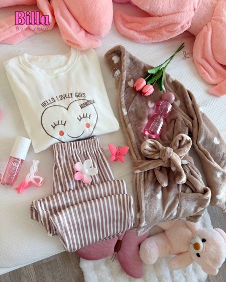 بيجامة مخمل ثقيل دبل فيس مع روب مخمل تقيل بسطل والكواليتي🔥😭🫰🏻