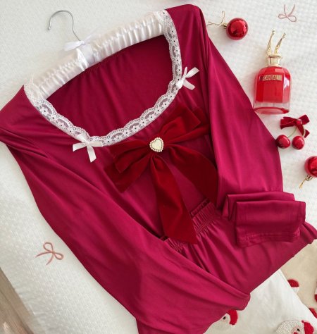 بيجامة قطن كم بنطلون بتسطل على اللبس🥺❤️